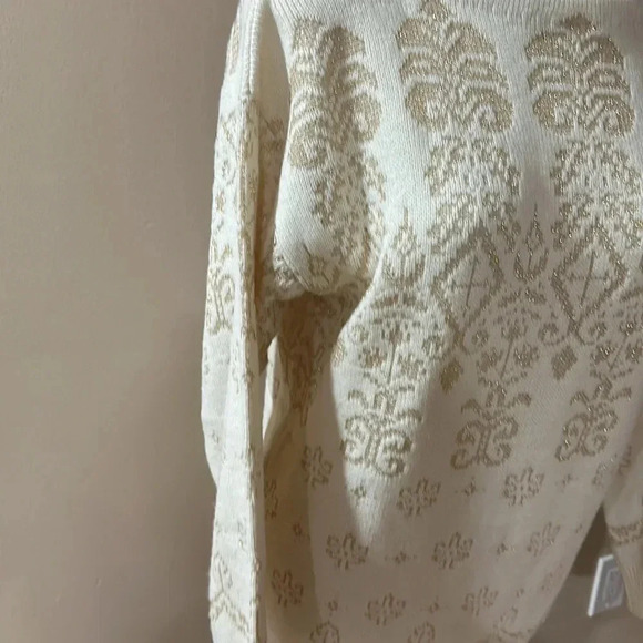 Talbott  Gold Metallic Filigree Lurex Sweater VTG Knit - Picture 3 of 8